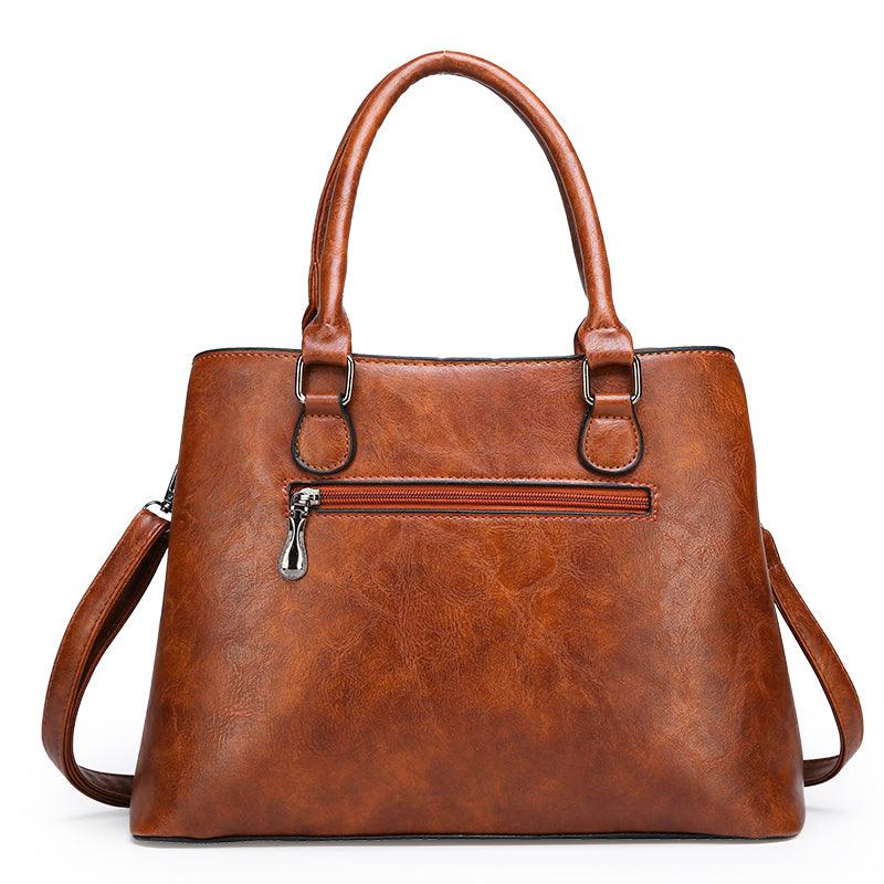 Luxury 3 Piece Leather Tote Set | Genuine Leather Cowgirl Shoulder Bag & Clutch