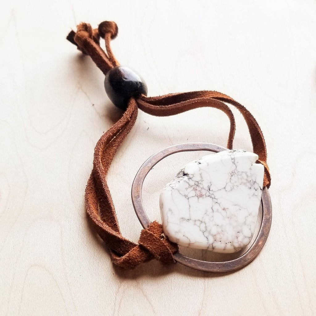 **White Turquoise Bracelet w/ Adjustable Ties 010hh