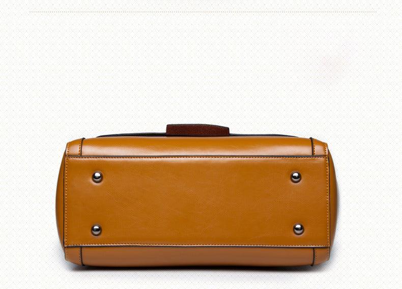 Luxury Genuine Leather Fashion Handbag for Cowgirls - Premium Black & Retro Brown