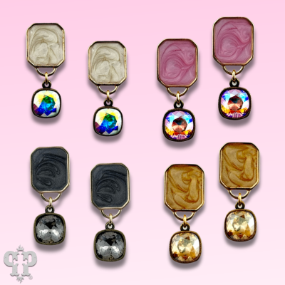 Pearlescent rectangle with crystals from Swarovski®
