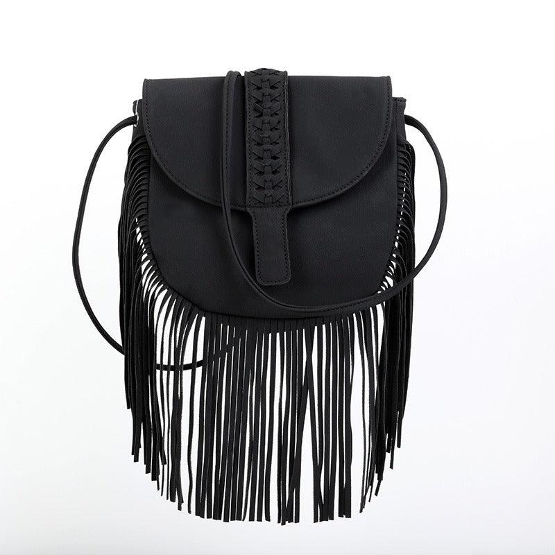 Dakota Tasseled Boho Leather Bag - Trendy Large Tassel Shoulder Bag