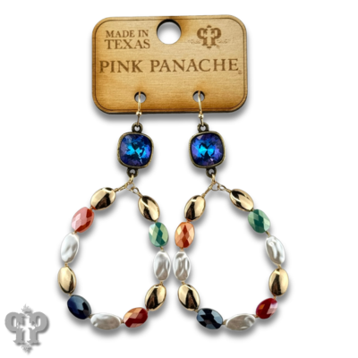 Oval bead teardrop earring with crystals from Swarovski®
