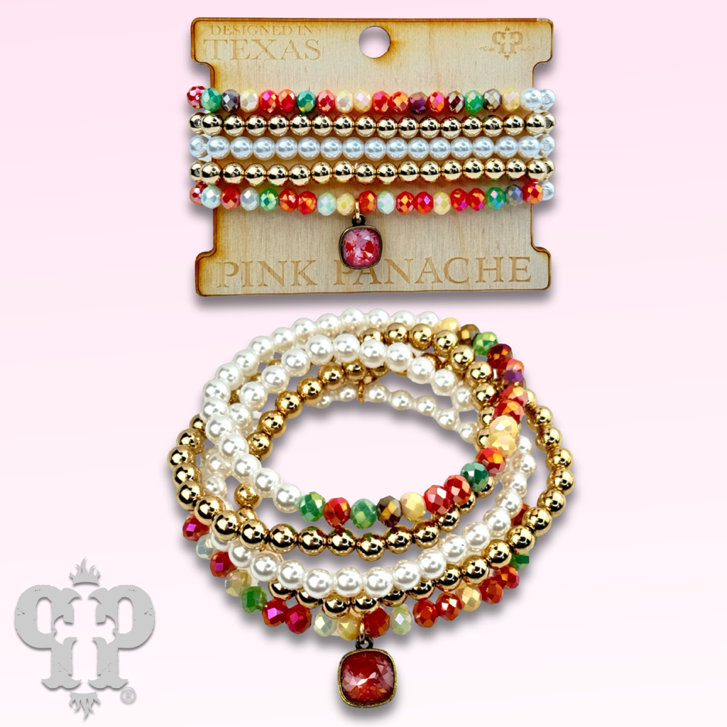 Crystal and pearl bead bracelet set with crystals from Swarovski®- LC