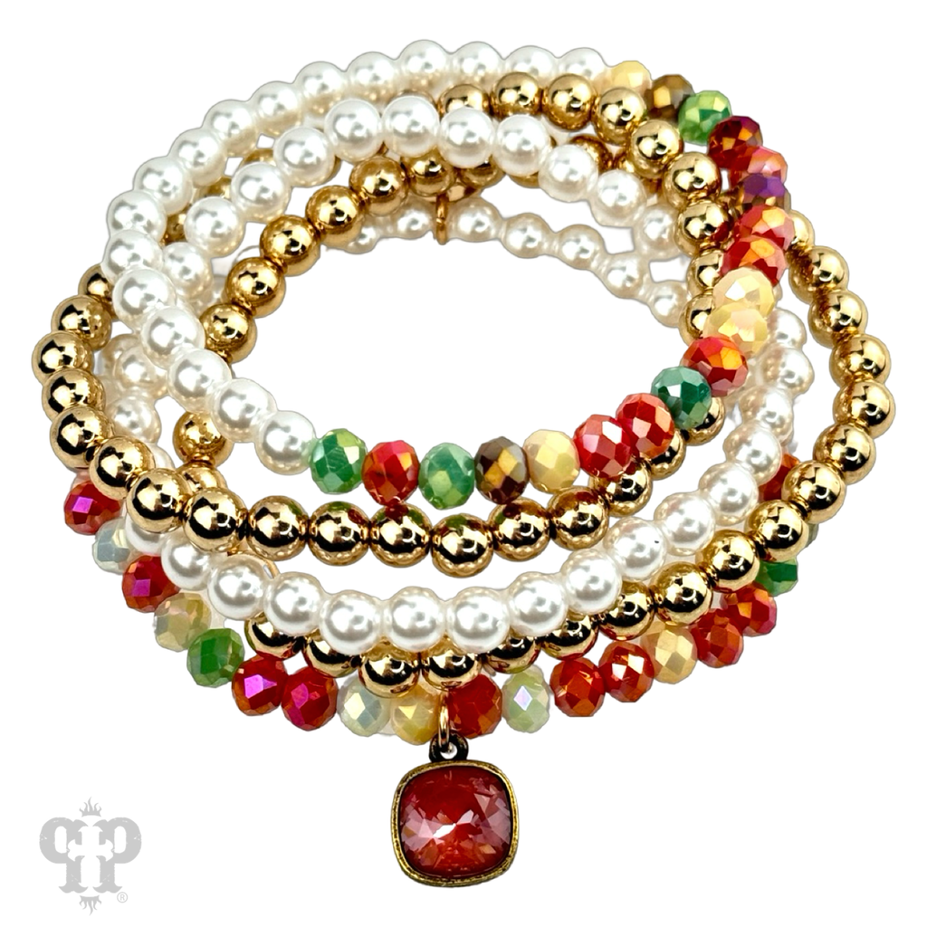 Crystal and pearl bead bracelet set with crystals from Swarovski®- LC