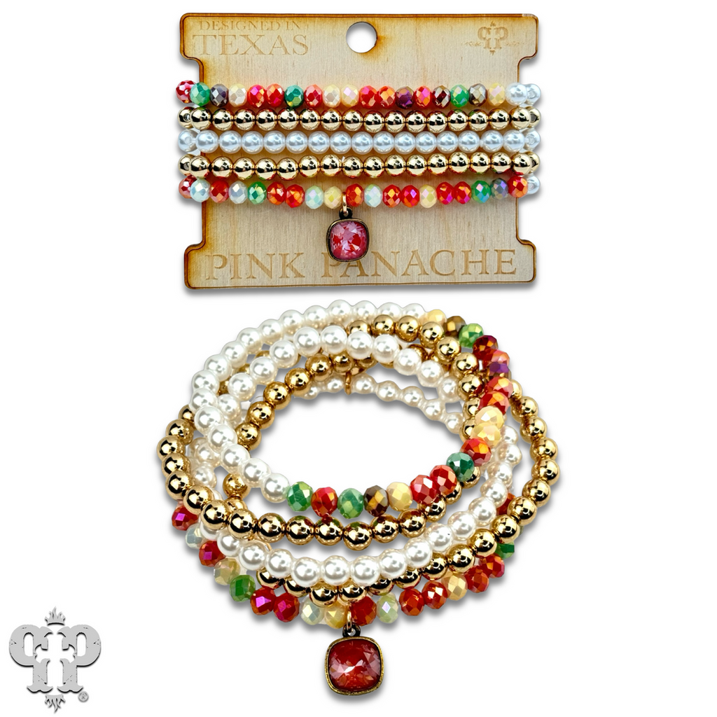 Crystal and pearl bead bracelet set with crystals from Swarovski®- LC