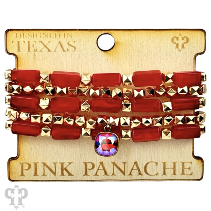 Square tube acrylic bead stacked bracelet with crystals from Swarovski®