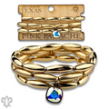 Matte and shiny tube bead bracelet stack with European crystal