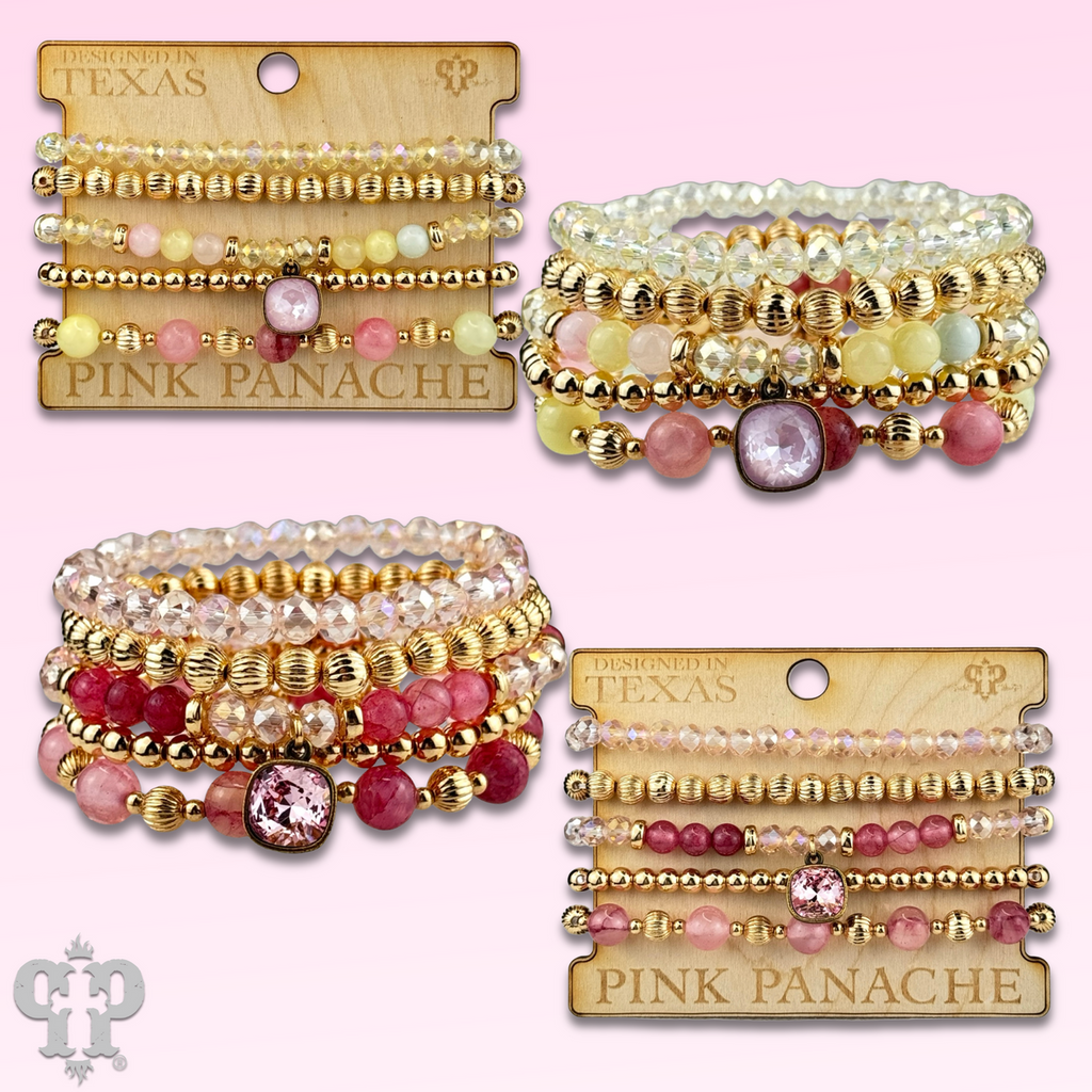 Gold and glass bead bracelet with a crystal from Swarovski®