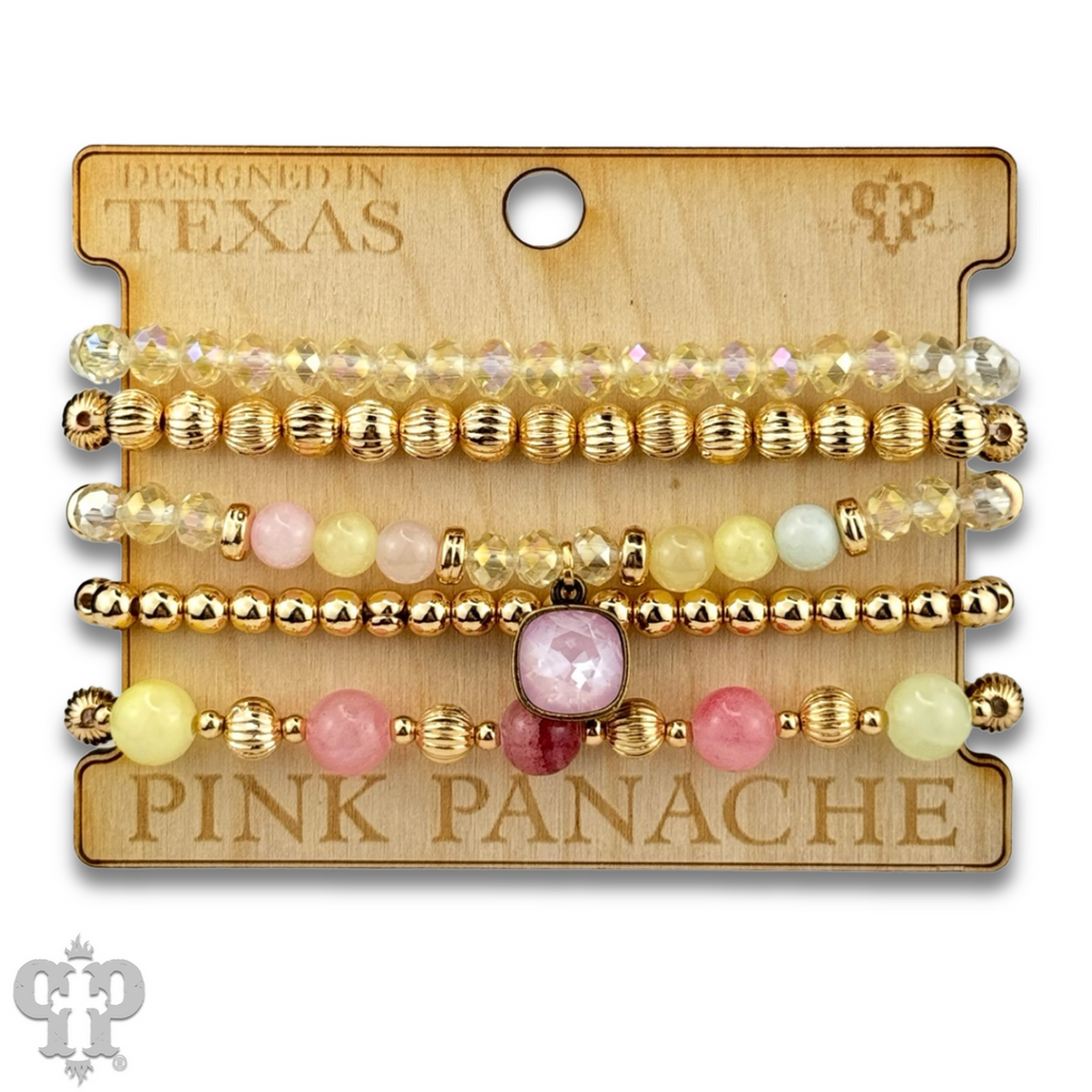 Gold and glass bead bracelet with a crystal from Swarovski®