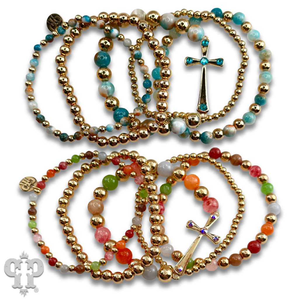 Shiny finish cross bracelet with crystals from Swarovski®