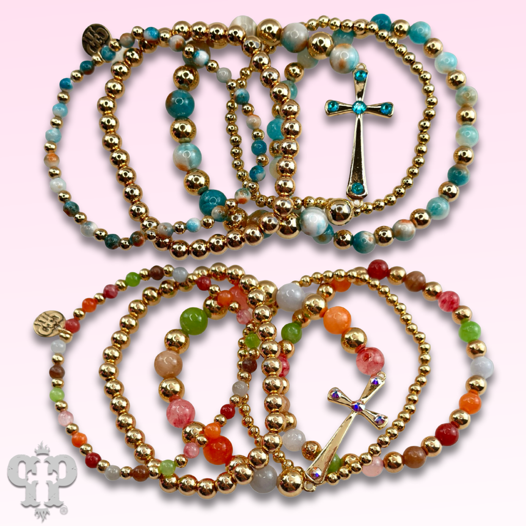 Shiny finish cross bracelet with crystals from Swarovski®