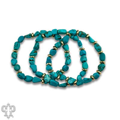 Turquoise and 18k gold dipped bracelet set