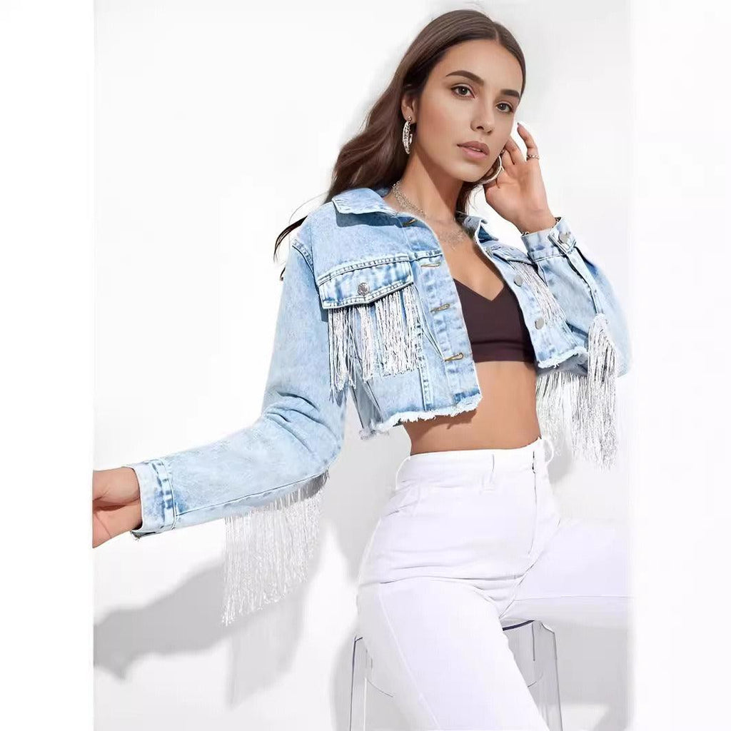 Fringe Rider Short Denim Jacket