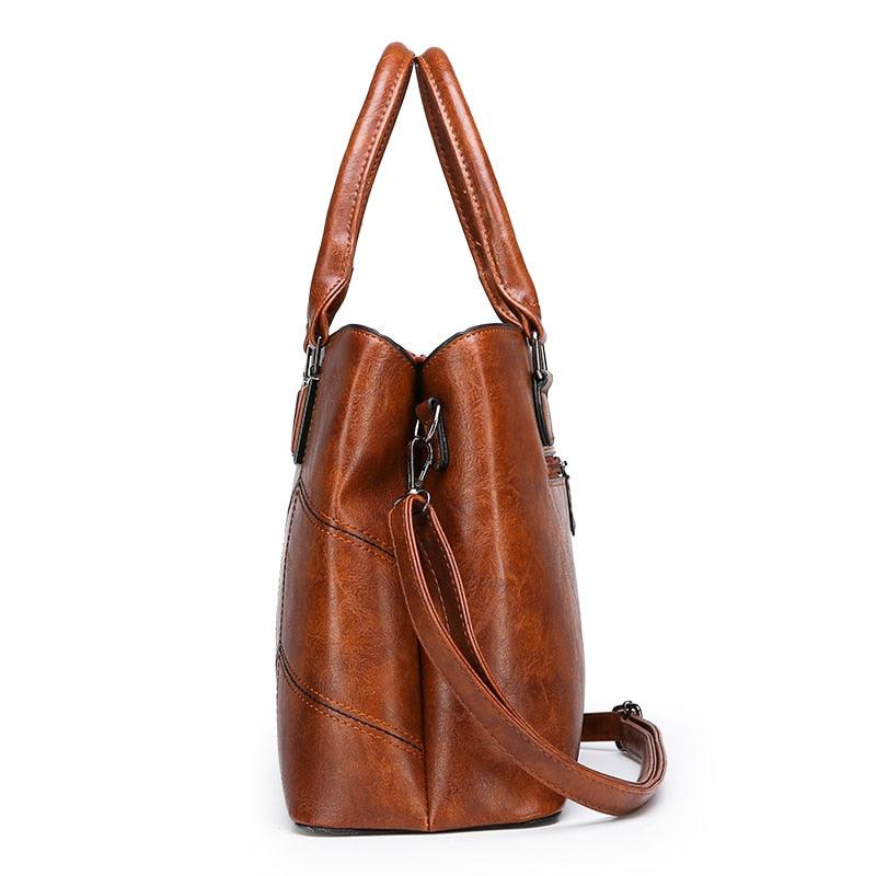 Luxury 3 Piece Leather Tote Set | Genuine Leather Cowgirl Shoulder Bag & Clutch