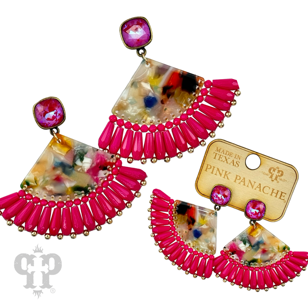 Acrylic fan earring with crystals from Swarovski®- LC