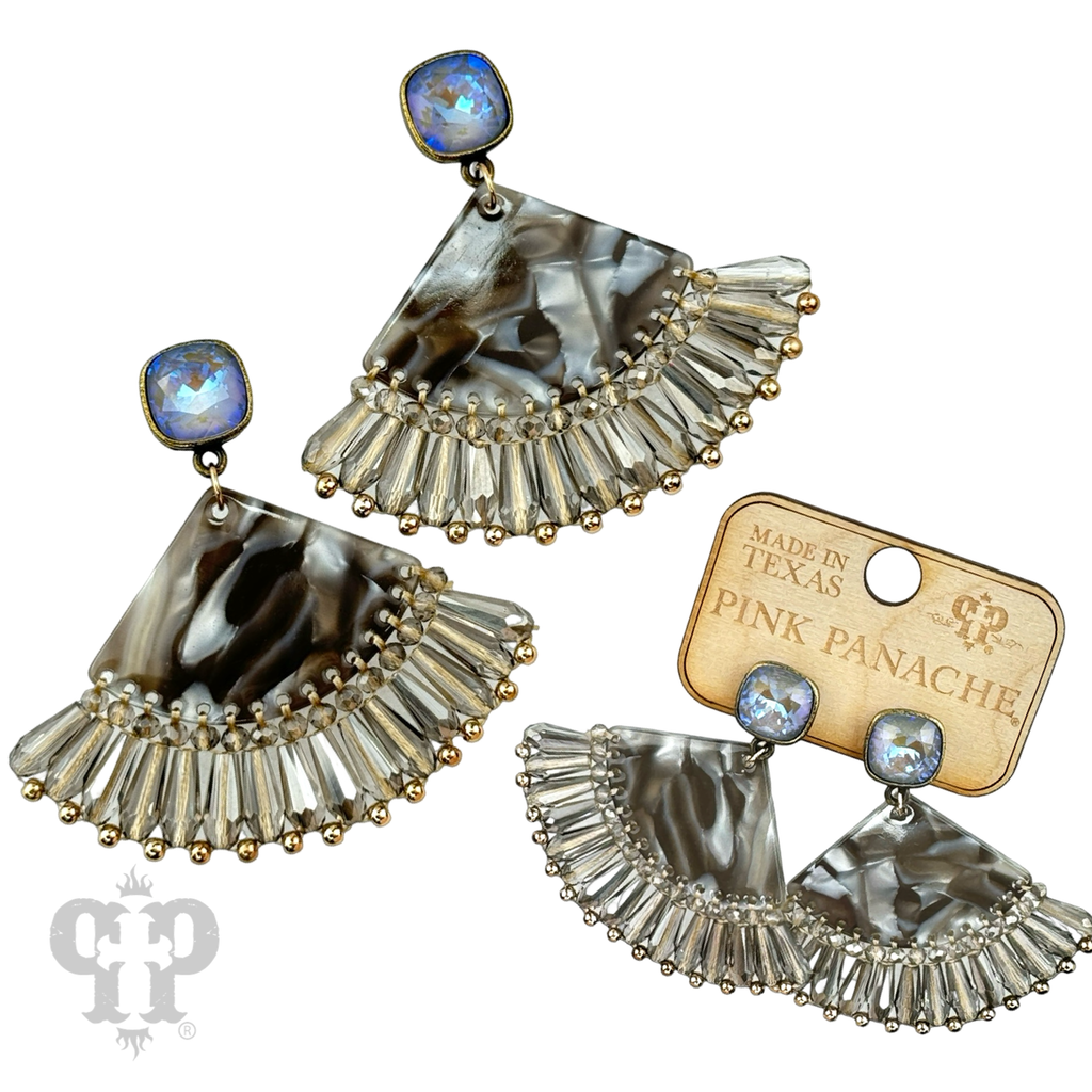 Acrylic fan earring with crystals from Swarovski®- LC