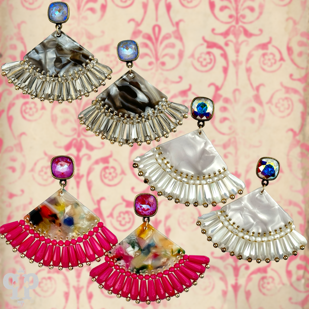 Acrylic fan earring with crystals from Swarovski®- LC