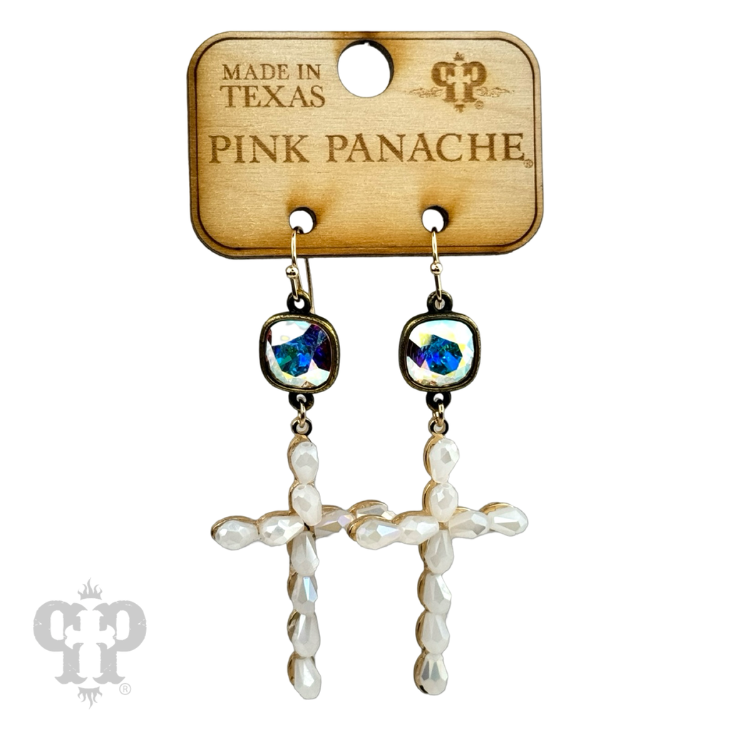 Beaded cross earring with crystals from Swarovski®- LC