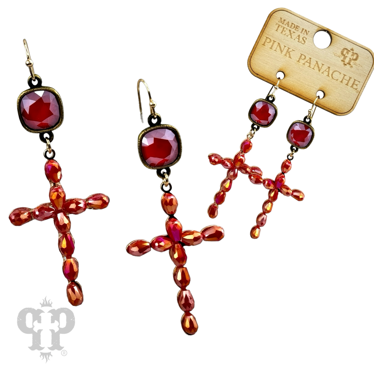 Beaded cross earring with crystals from Swarovski®- LC