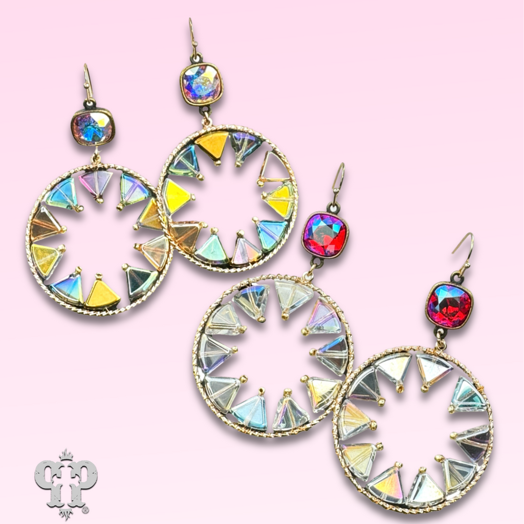 Triangle bead circular dangle earring with crystals from Swarovski®- LC