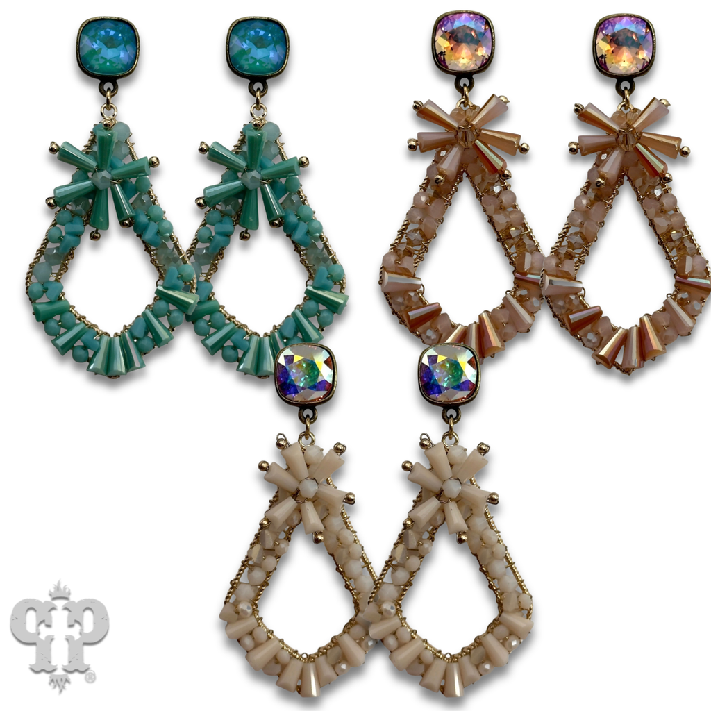 Flute beaded teardrop earring with crystals from Swarovski®- LC