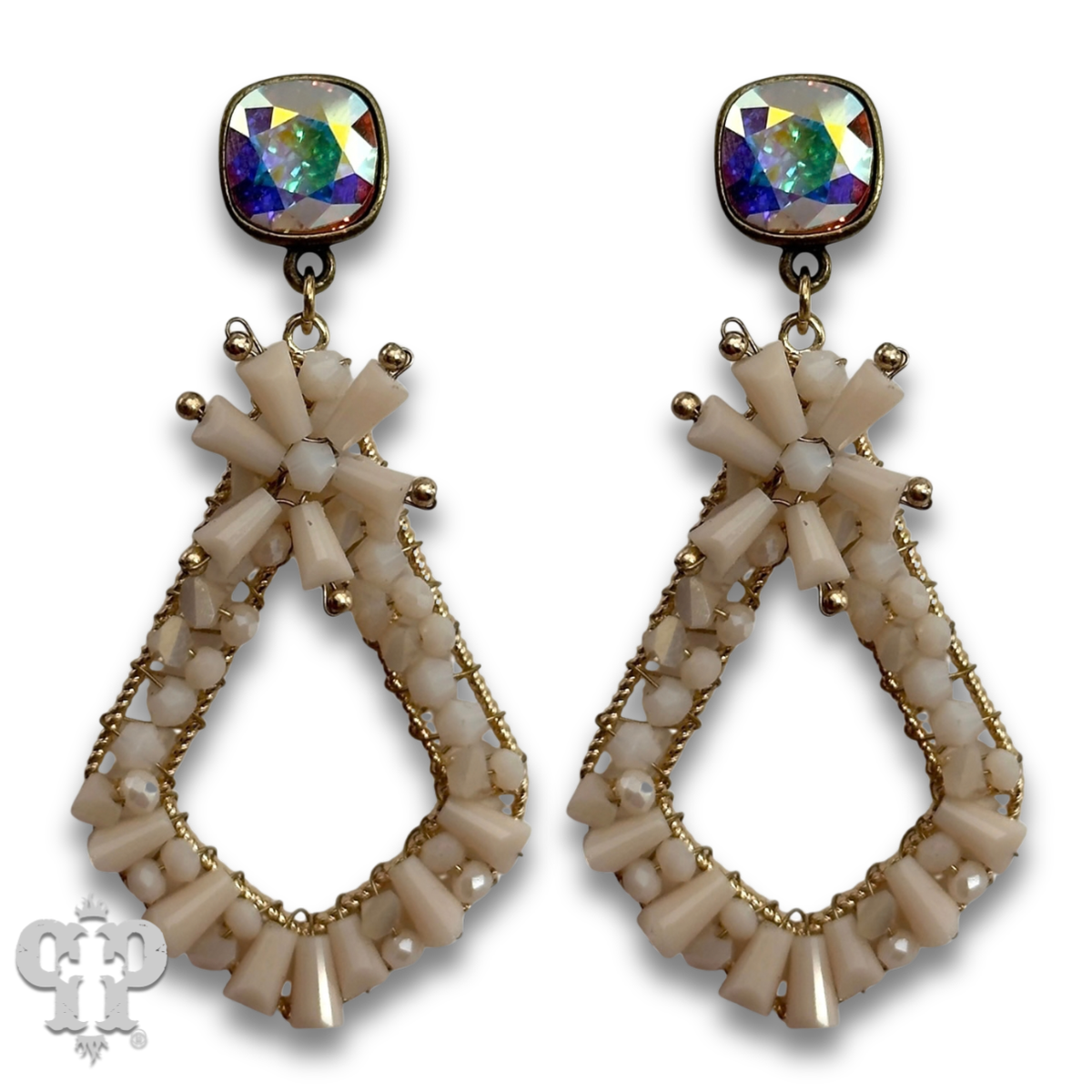 Flute beaded teardrop earring with crystals from Swarovski®- LC