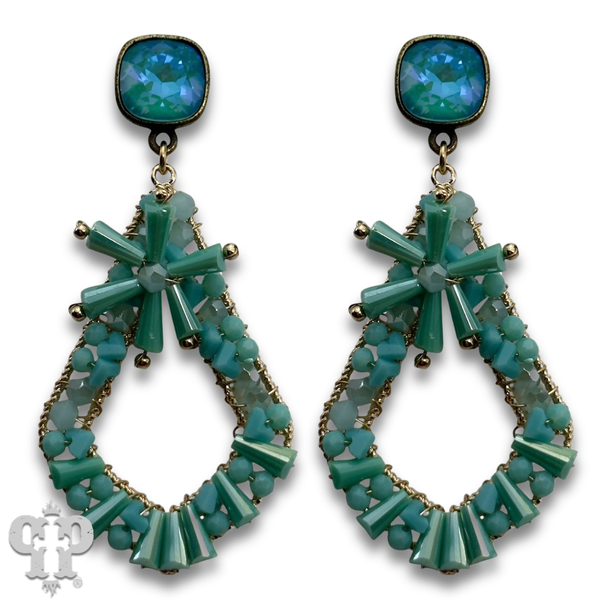 Flute beaded teardrop earring with crystals from Swarovski®- LC