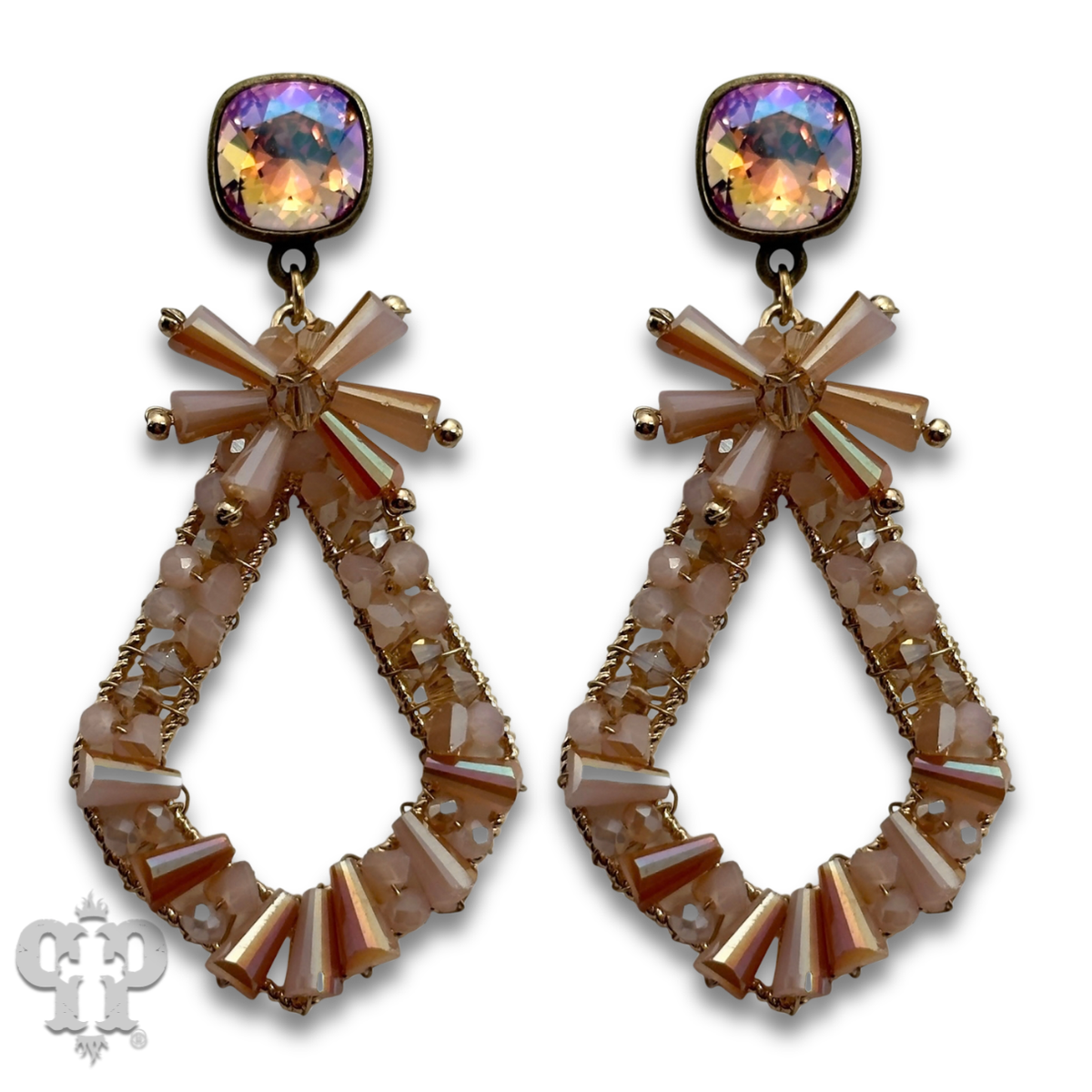 Flute beaded teardrop earring with crystals from Swarovski®- LC