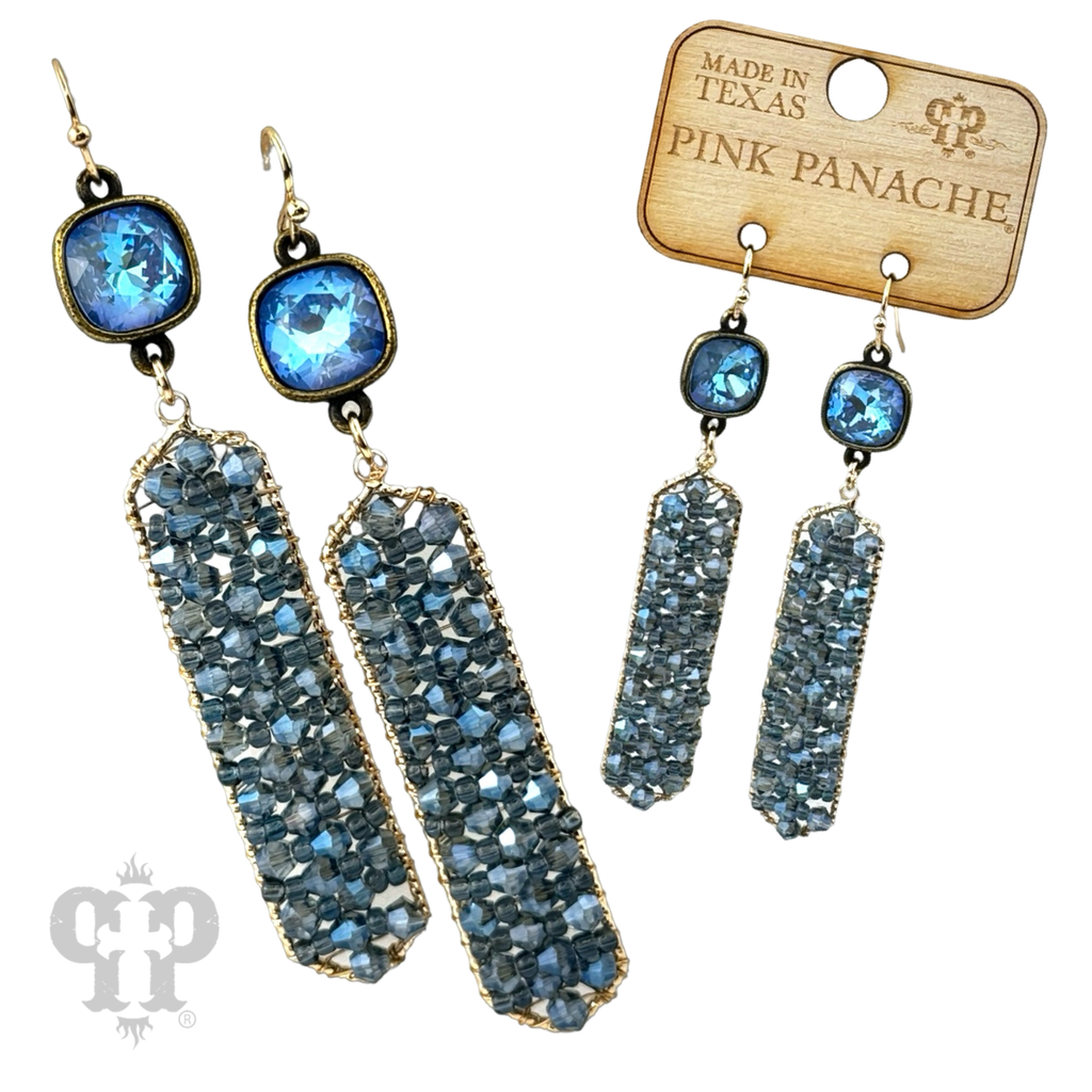 Bead wrapped hexagon dangle earring with crystals from Swarovski®- LC