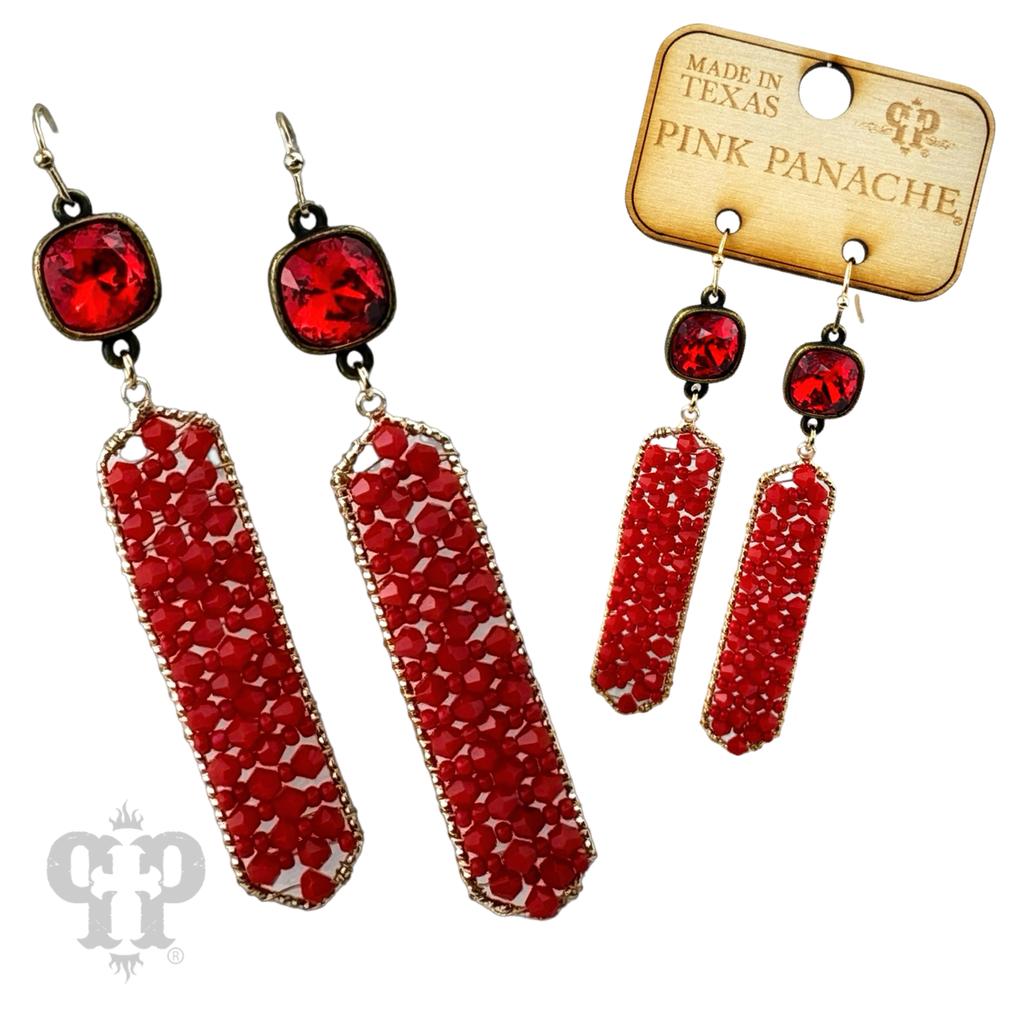 Bead wrapped hexagon dangle earring with crystals from Swarovski®- LC
