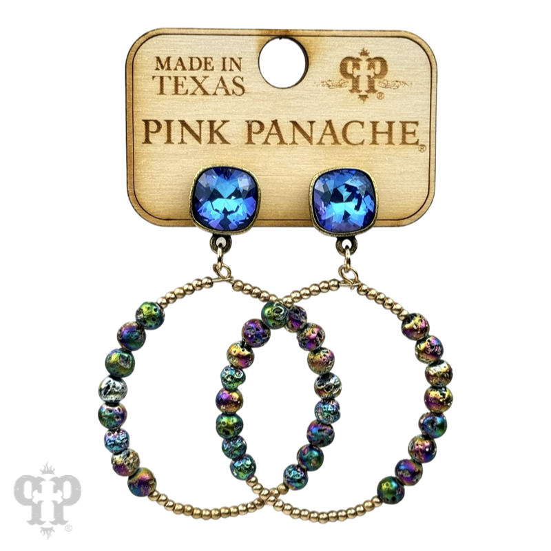 Foil and smooth bead circle earring with crystal with crystals from Swarovski®