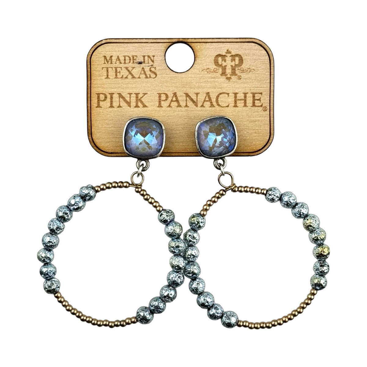 Foil and smooth bead circle earring with crystal with crystals from Swarovski®