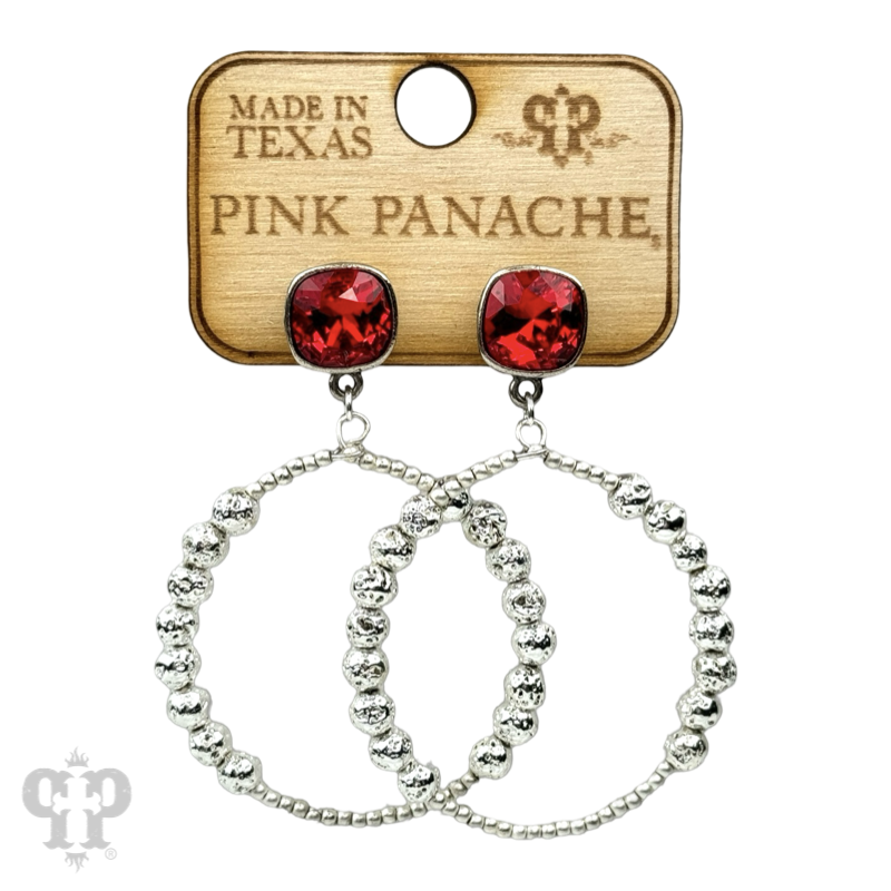 Foil and smooth bead circle earring with crystal with crystals from Swarovski®