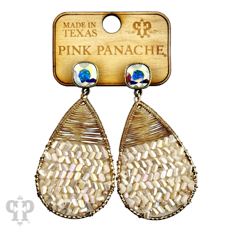 Faceted bead and wire wrapped teardrop earring with crystals from Swarovski®- LC