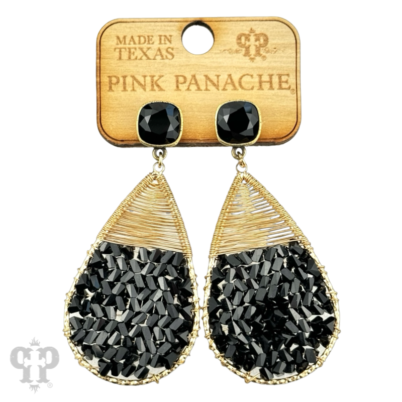 Faceted bead and wire wrapped teardrop earring with crystals from Swarovski®- LC