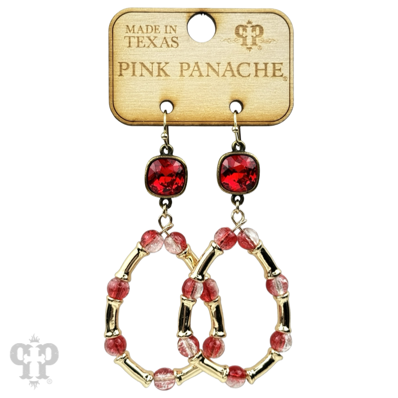 Ombre crackle bead teardrop earring with crystals from Swarovski®- LC