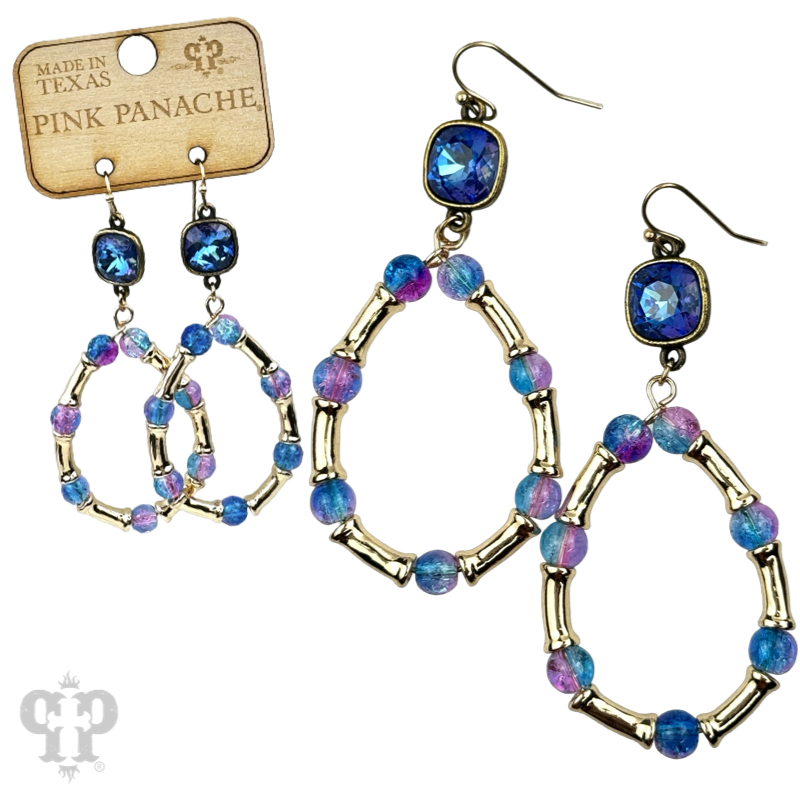Ombre crackle bead teardrop earring with crystals from Swarovski®- LC