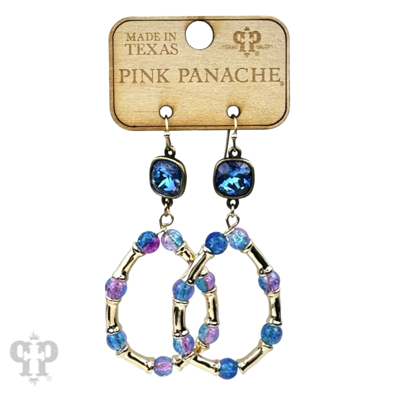 Ombre crackle bead teardrop earring with crystals from Swarovski®- LC