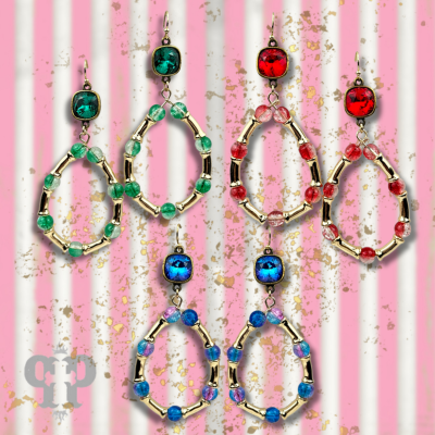 Ombre crackle bead teardrop earring with crystals from Swarovski®- LC