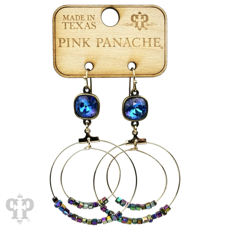 Square stone bead and crystal circle earring with crystals from Swarovski®