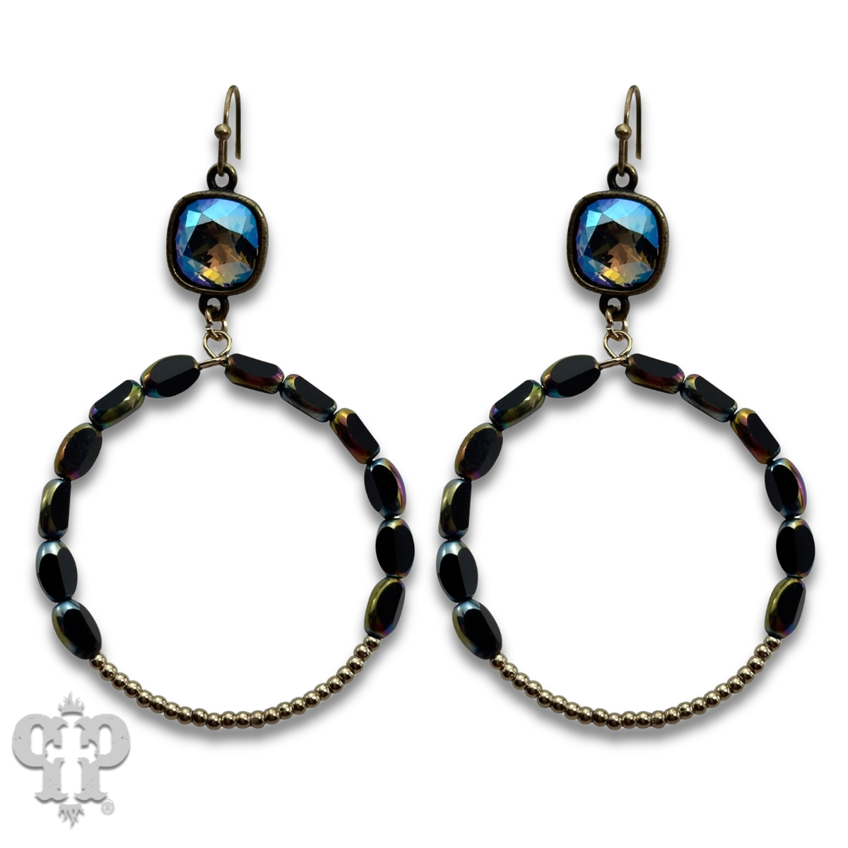 Flat oval and round bead circle with crystals from Swarovski®- LC