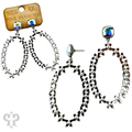 Shiny metal tone large oval earring with crystals from Swarovski®