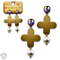 Cross earring with pearl bead with crystals from Swarovski®