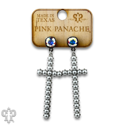 Pearl cross earring with crystals from Swarovski®