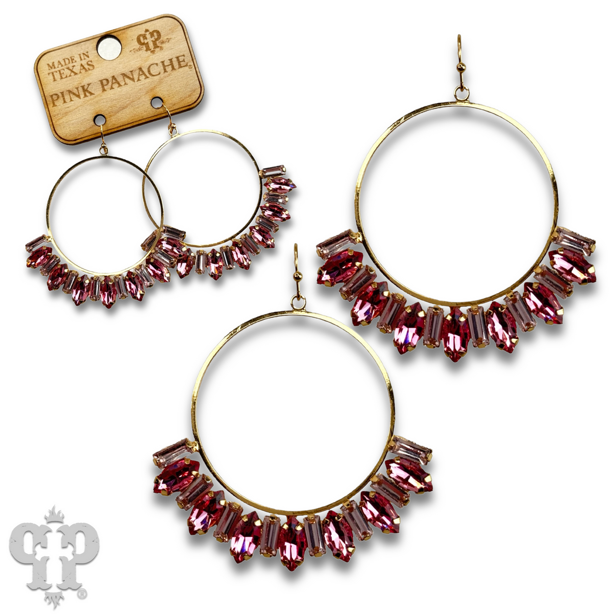 Baguette rhinestone circle earring