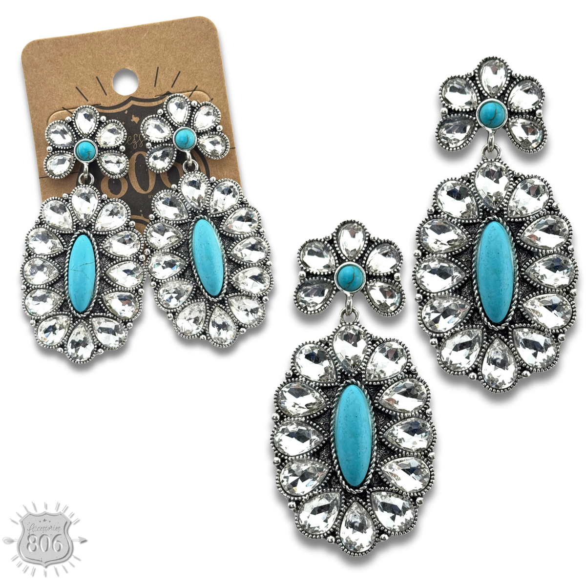 Western rhinestone concho earring