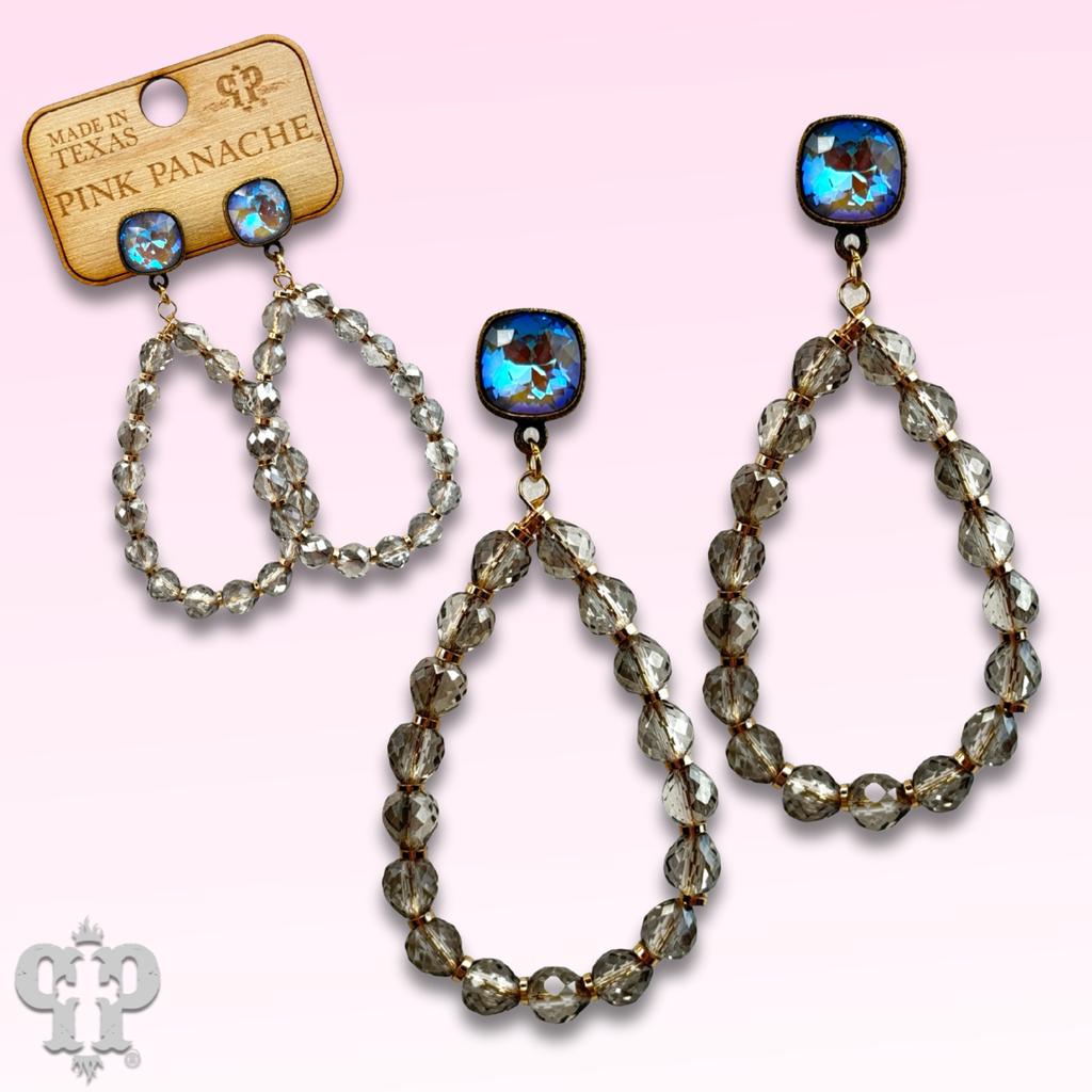 Faceted teardrop barrel bead earring with crystals from Swarovski®- LC