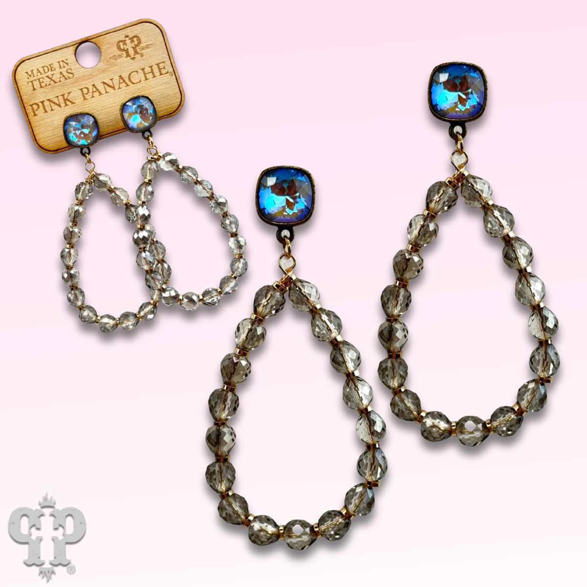 Faceted teardrop barrel bead earring with crystals from Swarovski®- LC