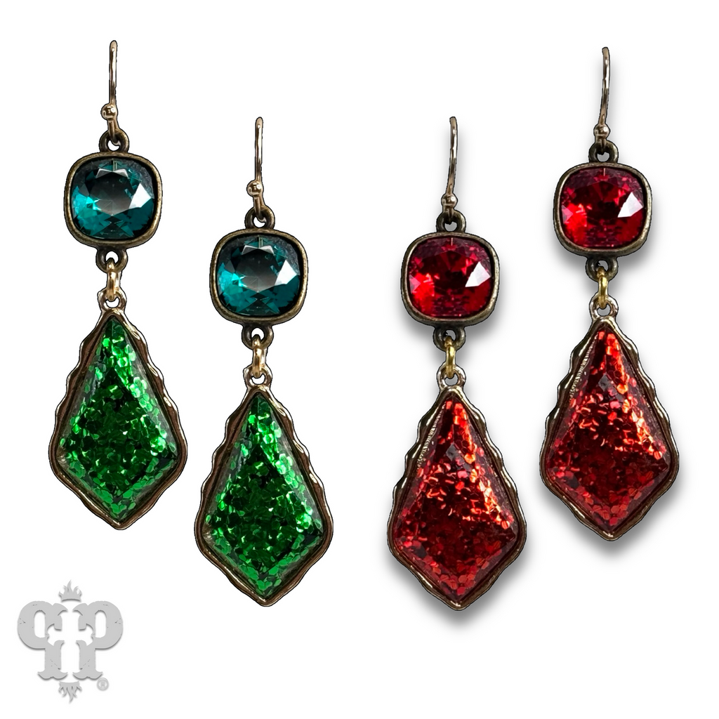 Glitter diamond teardrop earring with crystals from Swarovski®  - LC