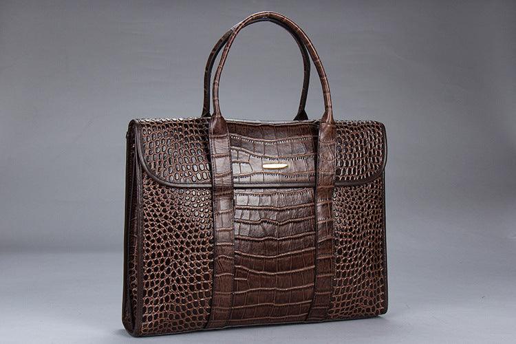 Exotic Croco Leather Laptop Bag - Luxury Genuine Cowhide for Stylish Women